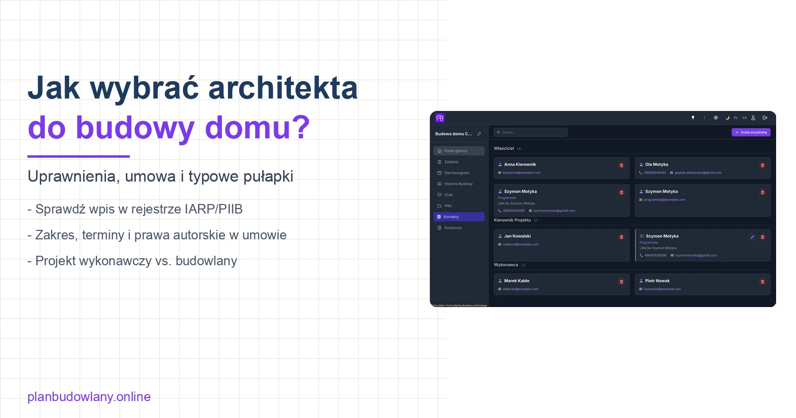 Jak wybrać architekta do budowy domu – umowa, koszty i na co uważać? w aplikacji PlanBudowlany
